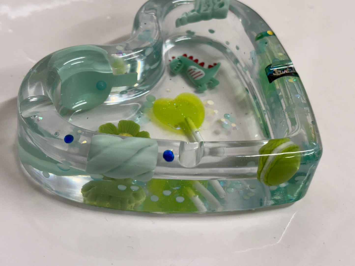 GREEN “JUNK” LOVE HEART ASHTRAY