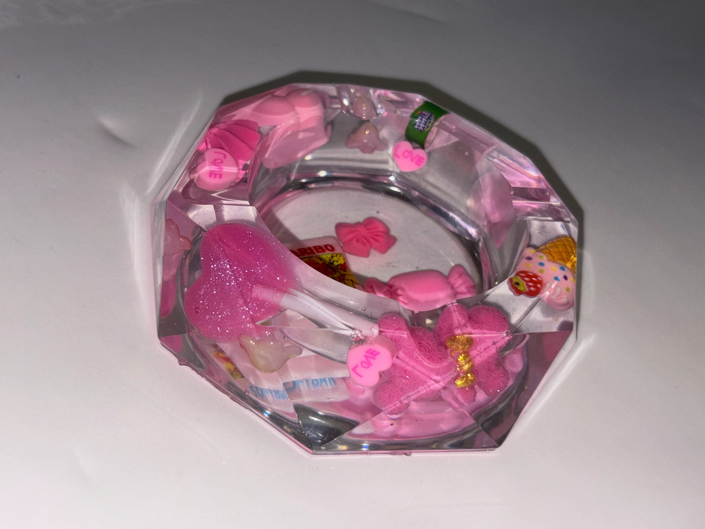 CLEAR & PINK “JUNK” ASHTRAY