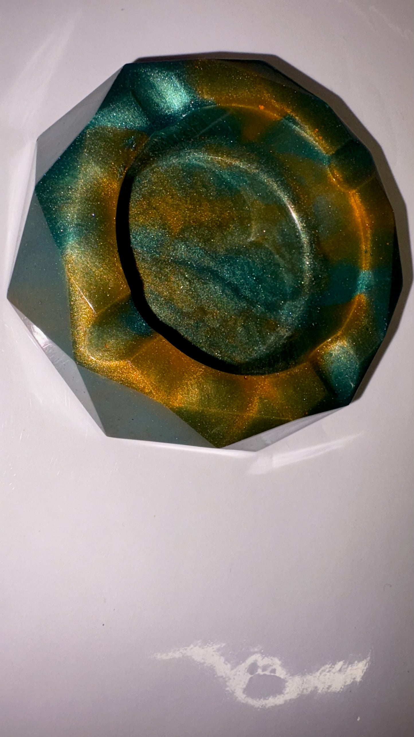 BLUE AND COPPER EFFECT ASH TRAY