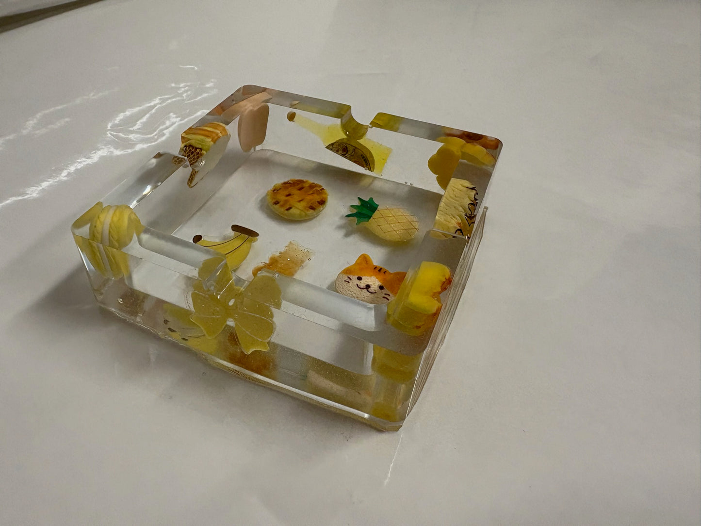 YELLOW “JUNK” SQUARE ASHTRAY