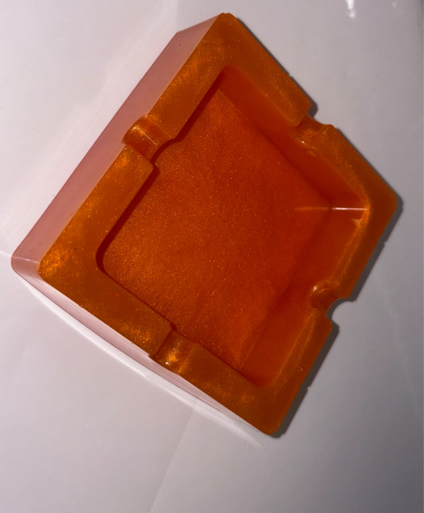 GLITTERY BLOOD ORANGE SQUARE ASHTRAY