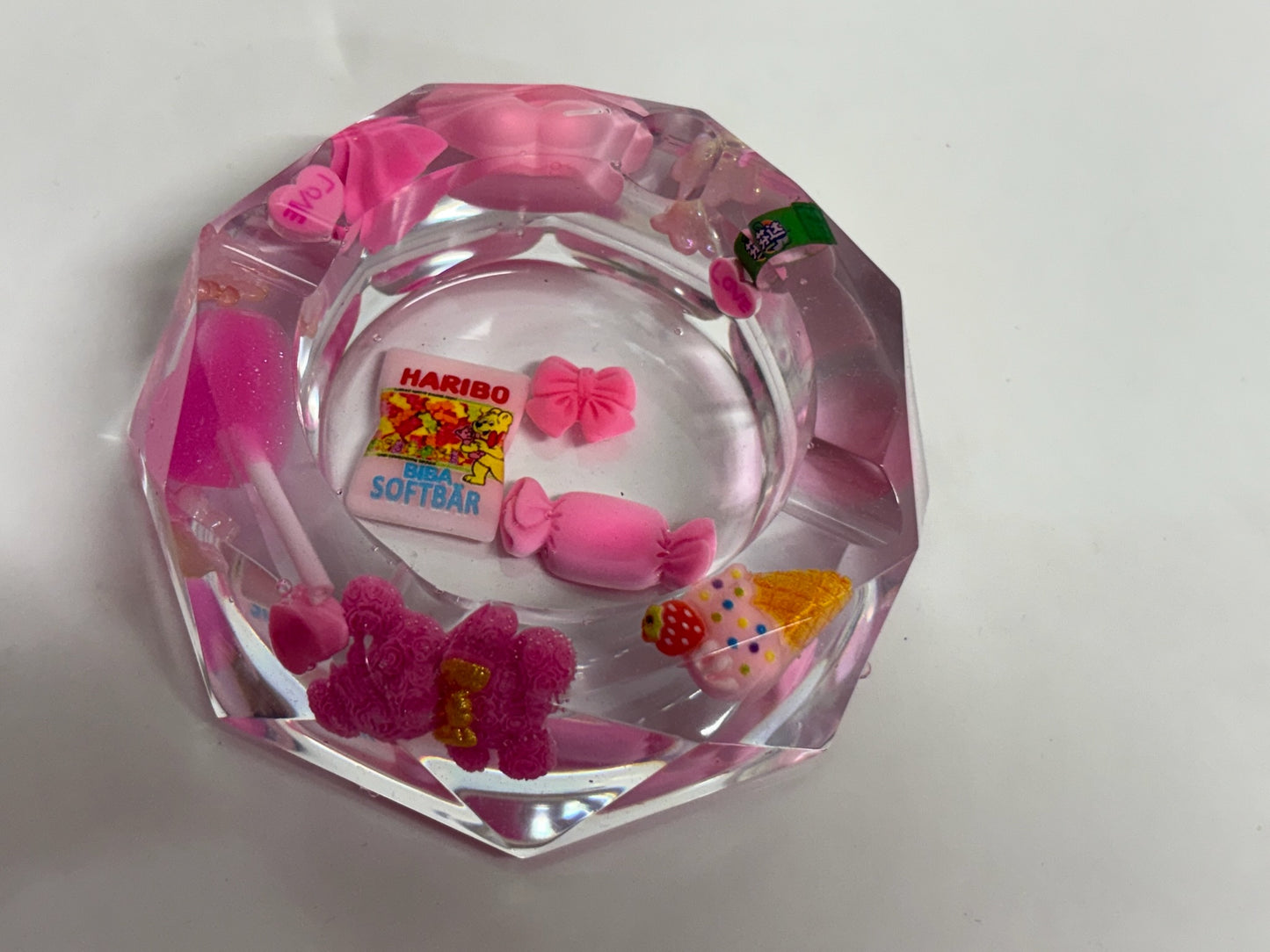 CLEAR & PINK “JUNK” ASHTRAY