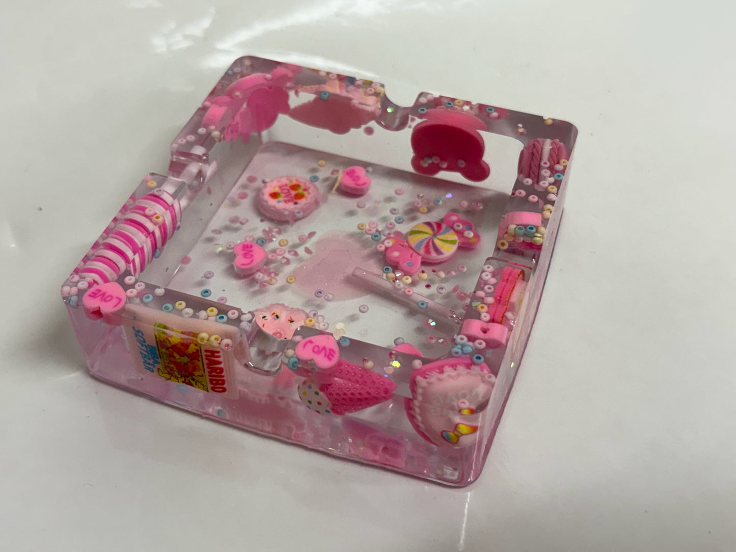 PINK “JUNK” SQUARE ASHTRAY