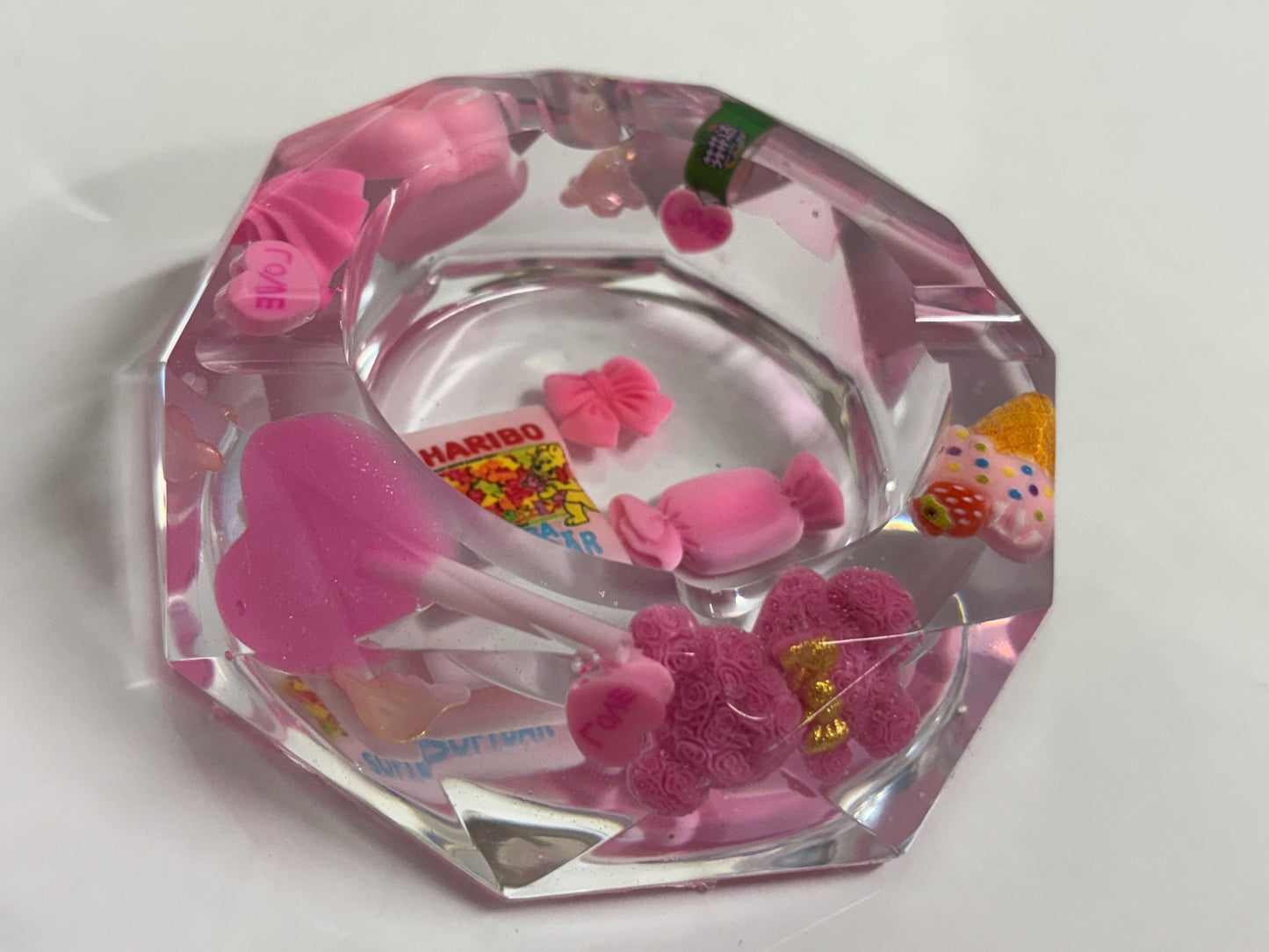 CLEAR & PINK “JUNK” ASHTRAY