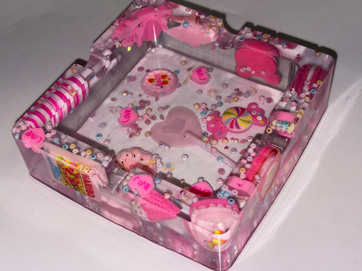 PINK “JUNK” SQUARE ASHTRAY
