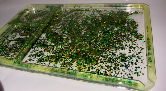 LIME & GREEN GLITTER ROLLING TRAY