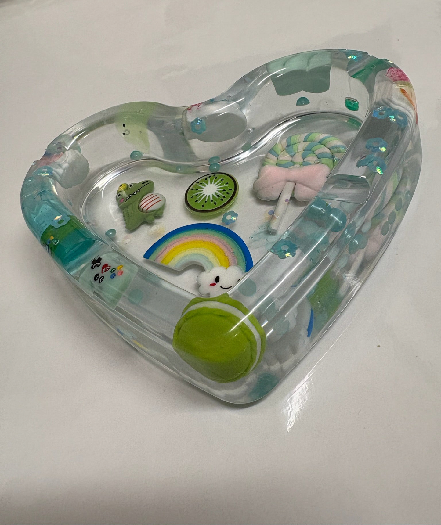 BLUE & GREEN “JUNK” LOVE HEART ASHTRAY