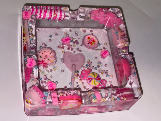 PINK “JUNK” SQUARE ASHTRAY