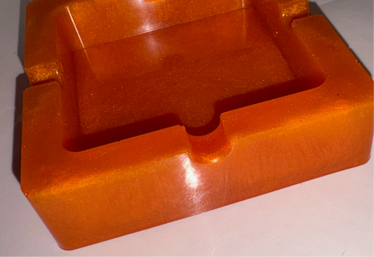 GLITTERY BLOOD ORANGE SQUARE ASHTRAY