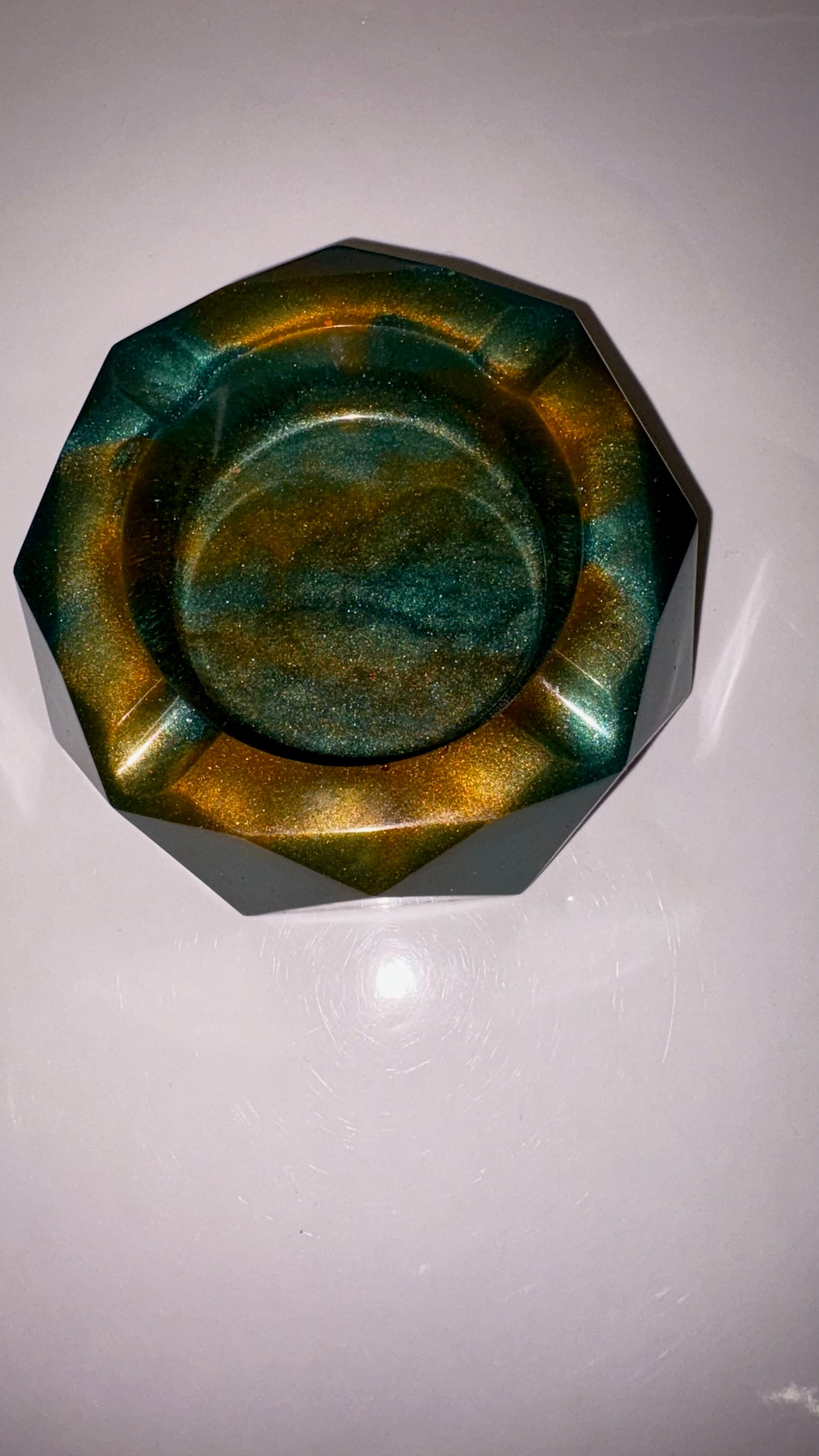 BLUE AND COPPER EFFECT ASH TRAY
