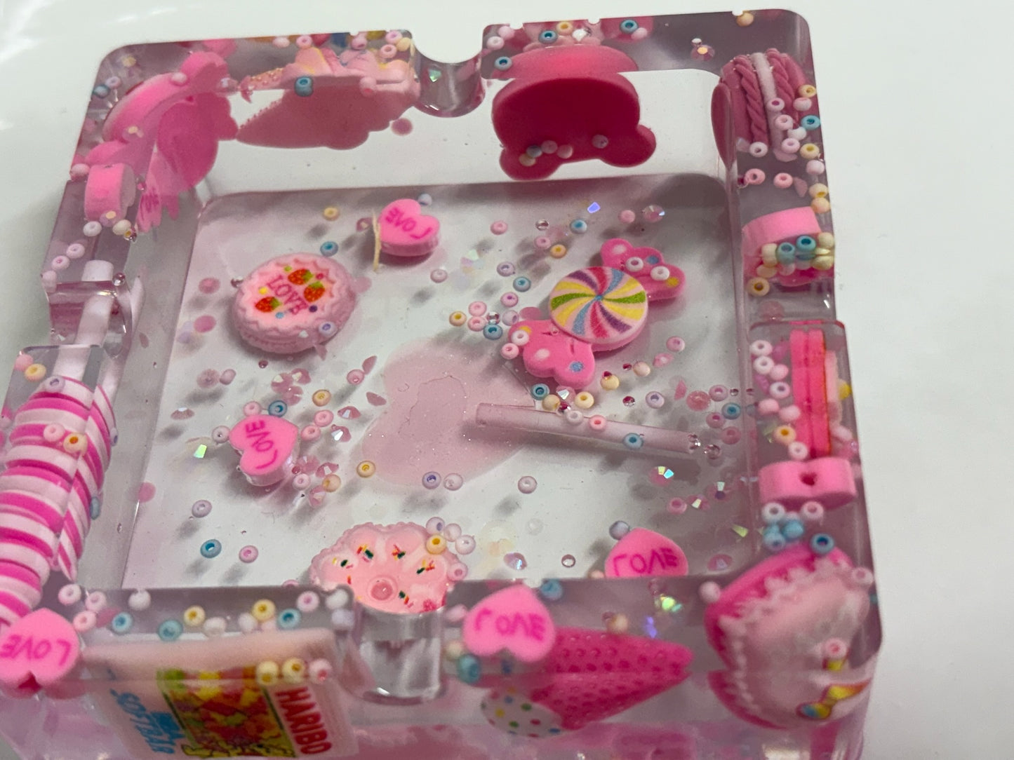 PINK “JUNK” SQUARE ASHTRAY