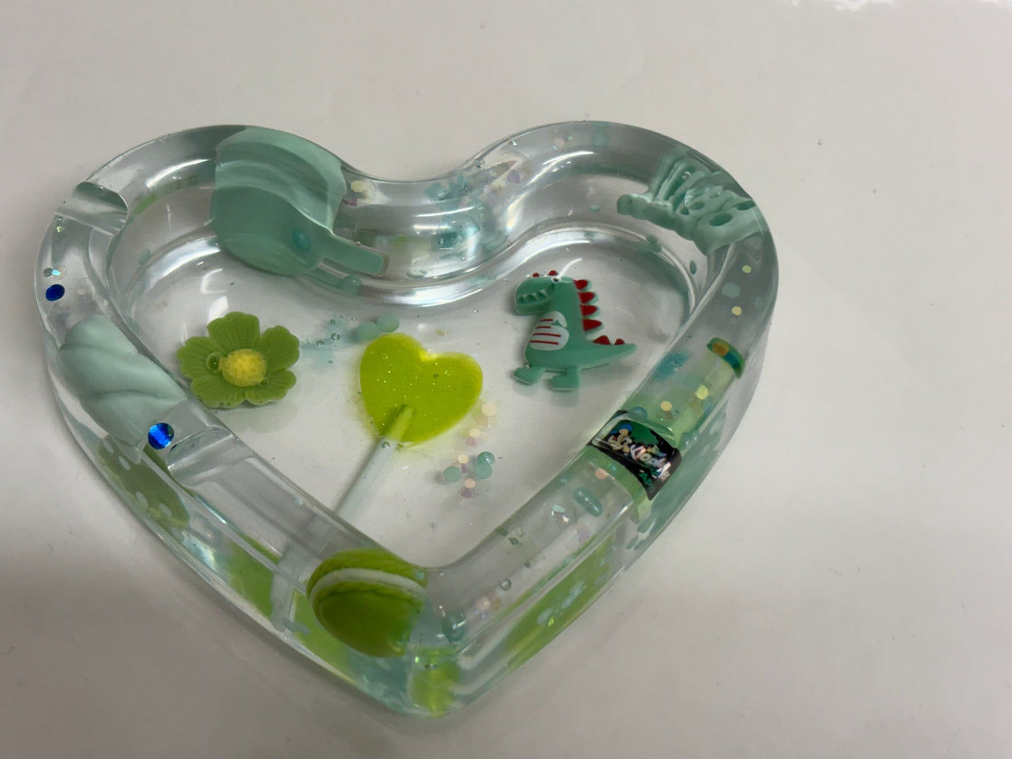GREEN “JUNK” LOVE HEART ASHTRAY