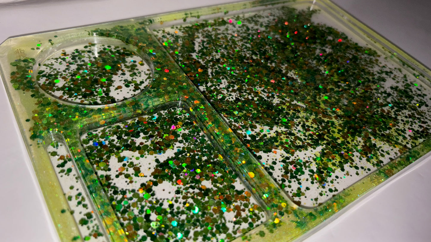 LIME & GREEN GLITTER ROLLING TRAY