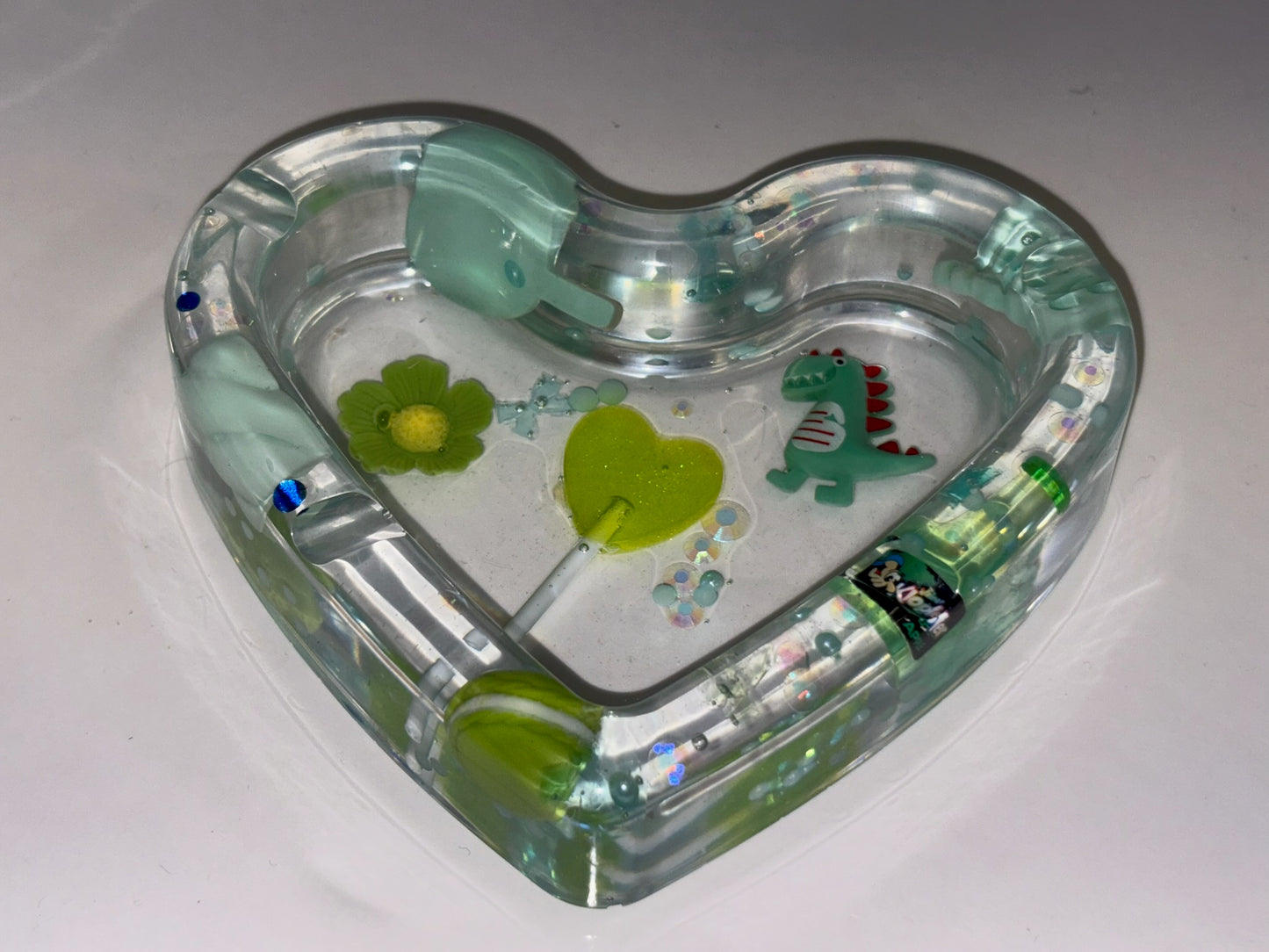 GREEN “JUNK” LOVE HEART ASHTRAY