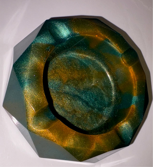 BLUE AND COPPER EFFECT ASH TRAY