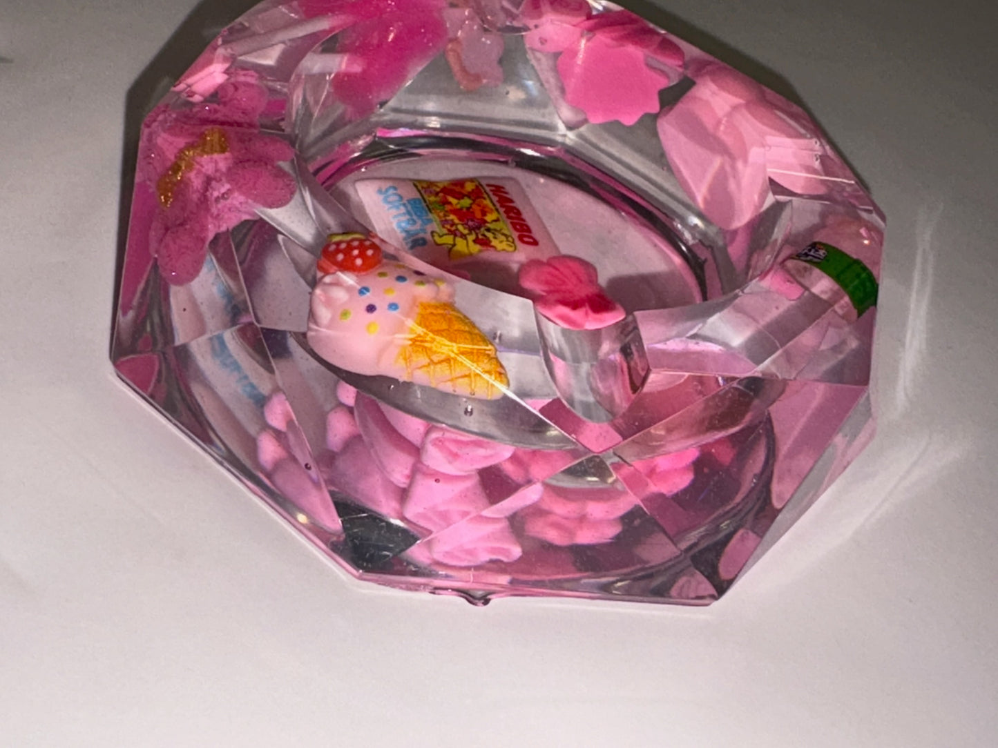 CLEAR & PINK “JUNK” ASHTRAY