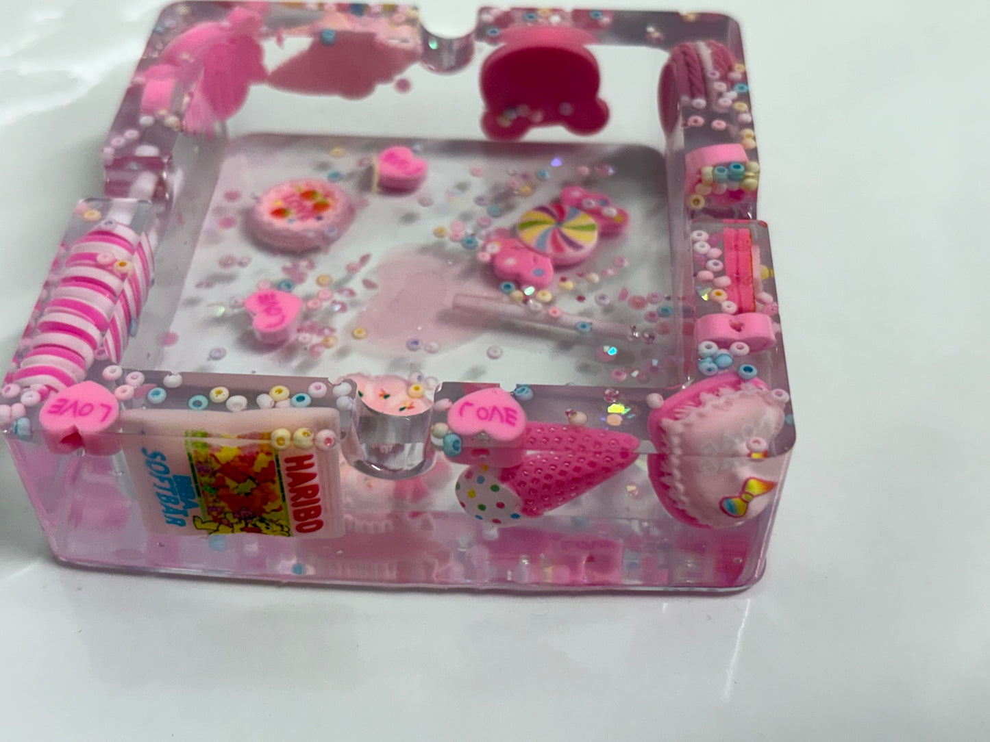 PINK “JUNK” SQUARE ASHTRAY