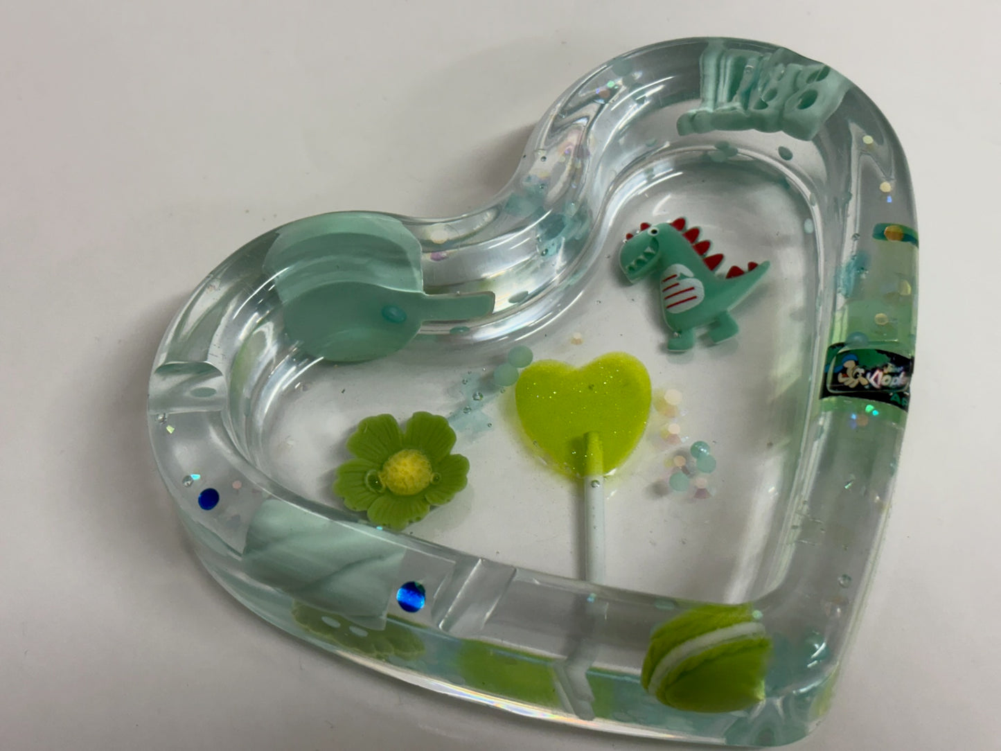 GREEN “JUNK” LOVE HEART ASHTRAY