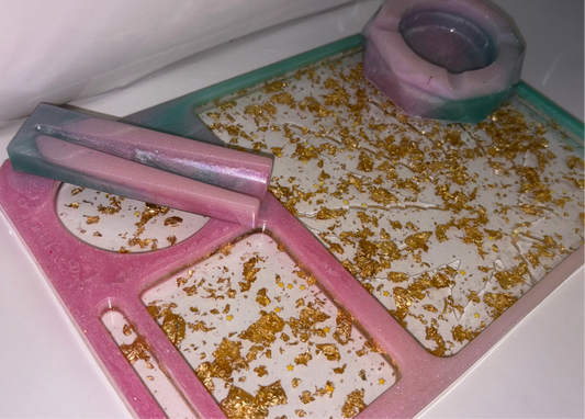 PINK BLUE FADE w/ GOLD FOIL ROLLING SET