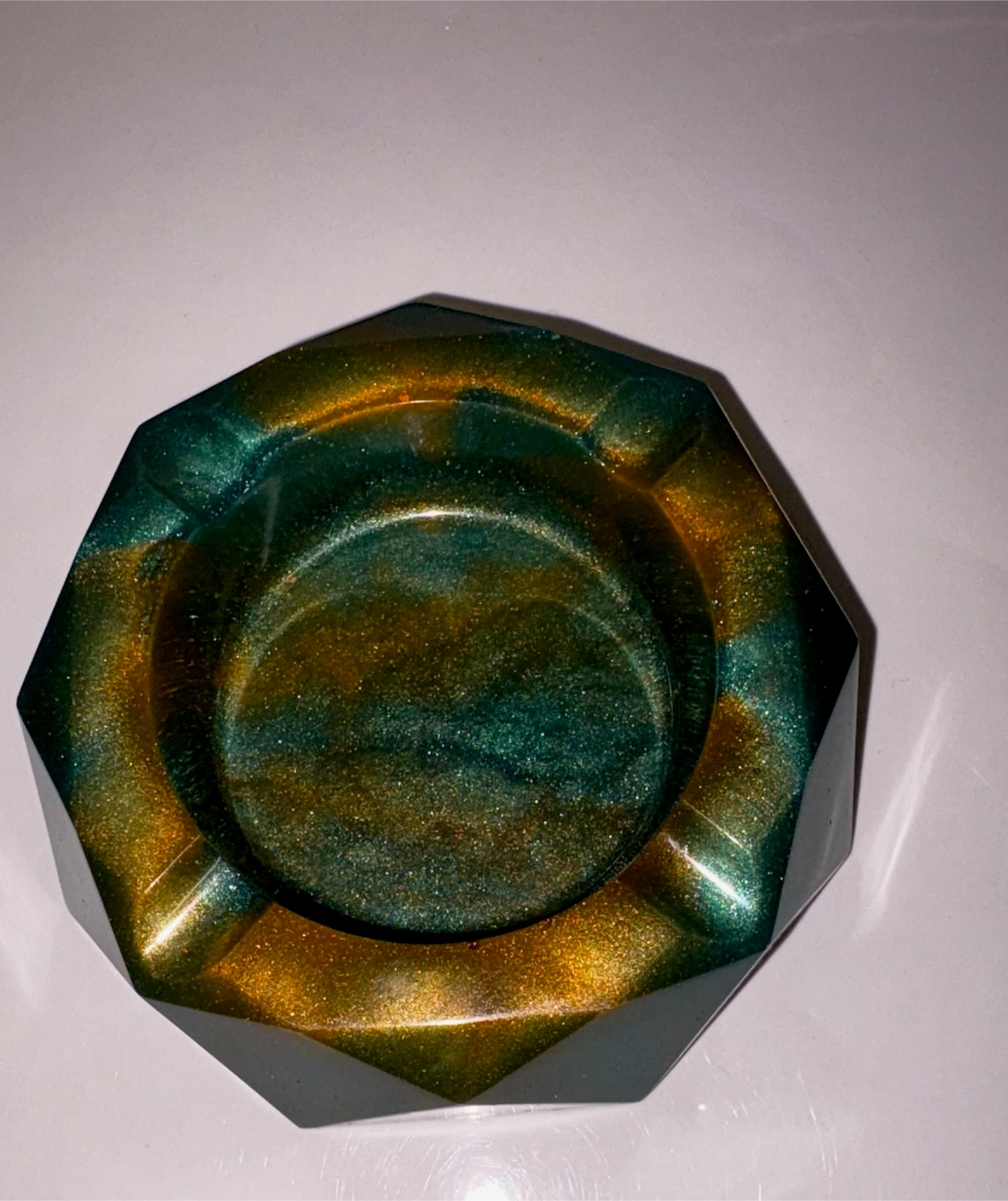 BLUE AND COPPER EFFECT ASH TRAY