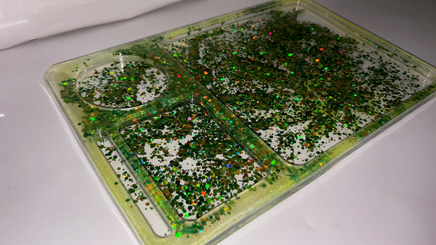 LIME & GREEN GLITTER ROLLING TRAY